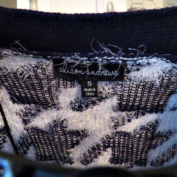 Adorable Alison Andrews Houndstooth Open Front Cardigan Sweater Size Small‎ - Picture 6 of 6